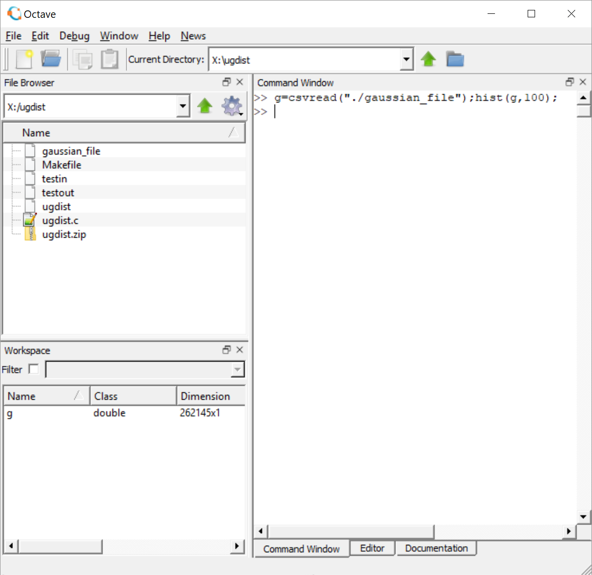 Using Octave to Display a Histogram